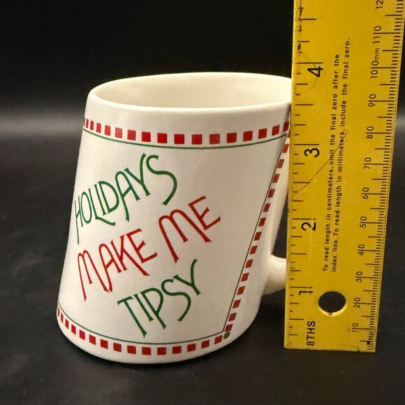 Vintage Christmas Papel Mug Slants “Holidays Make Me Tipsy” Ceramic Mug Cup - Picture 9 of 9